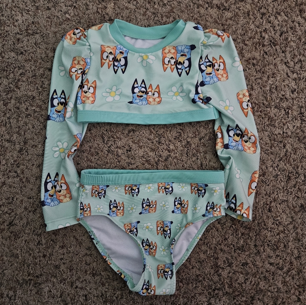 Bluey 2 Piece Long Sleeve Bikini Swimwear Toddler | 3t